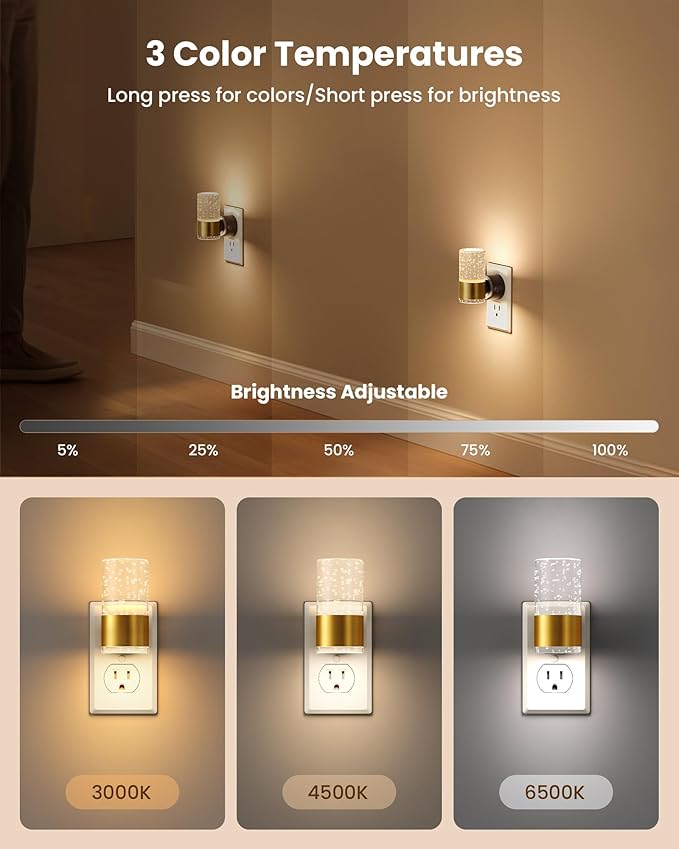 VOLISUN LED Night Lights Plug into Wall, Dimmable Night Light 3 CCT & 5 - Image 2