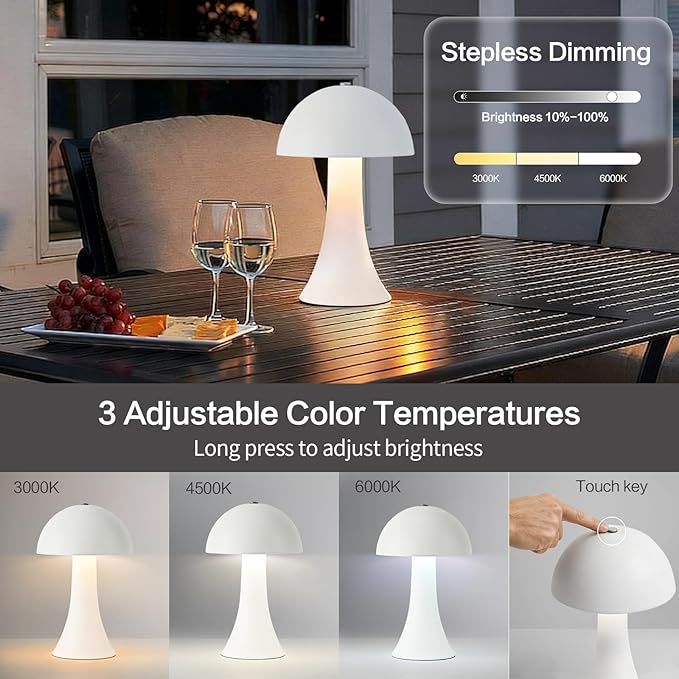 Cordless Table Lamp, Portable LED Desk Lamps, 1800mAh Battery Operated - Image 3