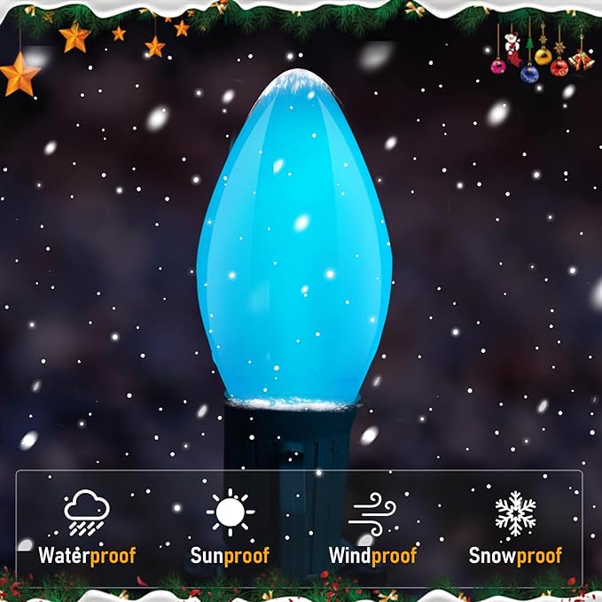 Christmas Replacement Light Bulbs, C7 Blue Ceramic Christmas Light - Image 3