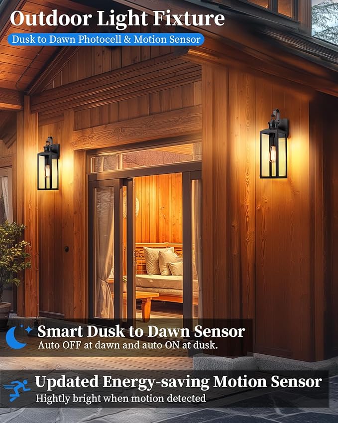 17'' Motion Sensor Outdoor Lights Wall Mount, Dusk to Dawn Exterior Light - Image 8