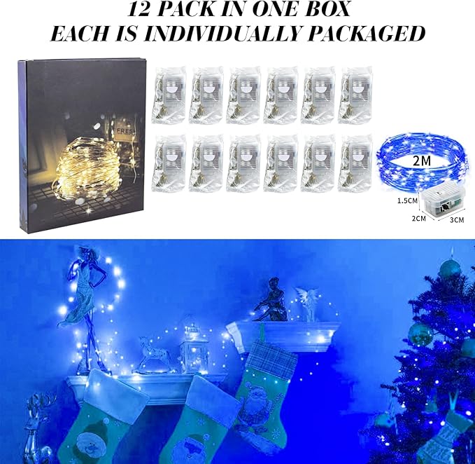 ZGWJ 12 Pack Fairy Lights Battery Operated, 7ft 20 Mini LED Fairy String Lights - Image 7