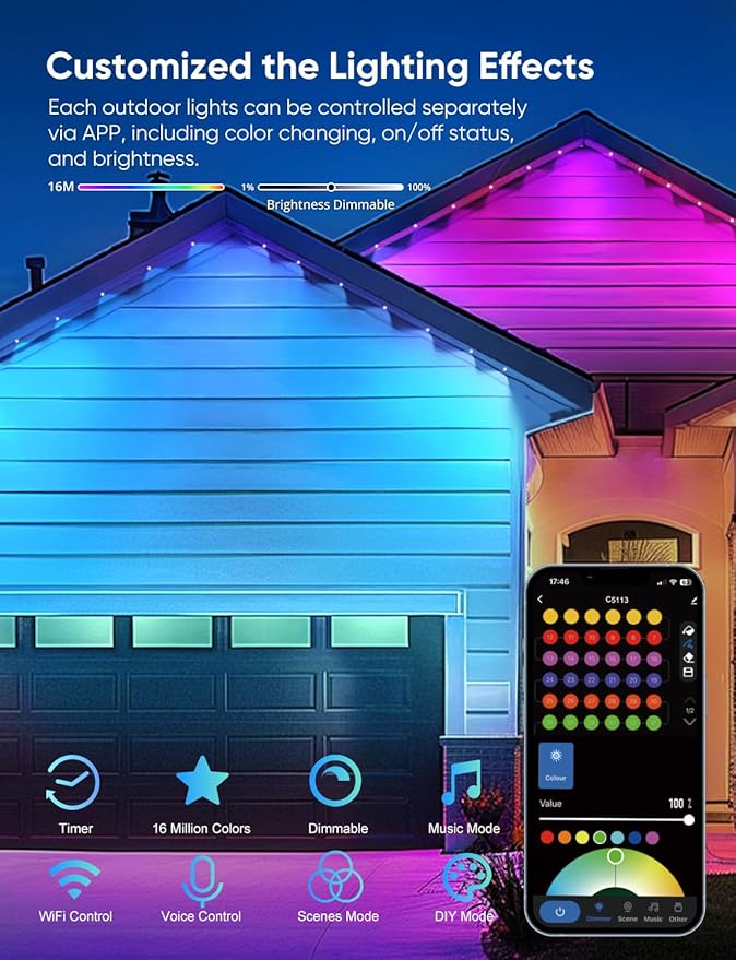 Permanent Outdoor Lights 150ft, RGBW Eaves Light - Image 2