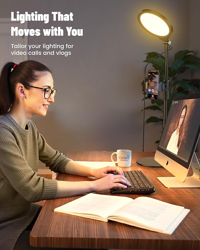 7" Ring Light with Stand for Desk, 3000K-6500K, 30 Lighting Modes for Video - Image 5