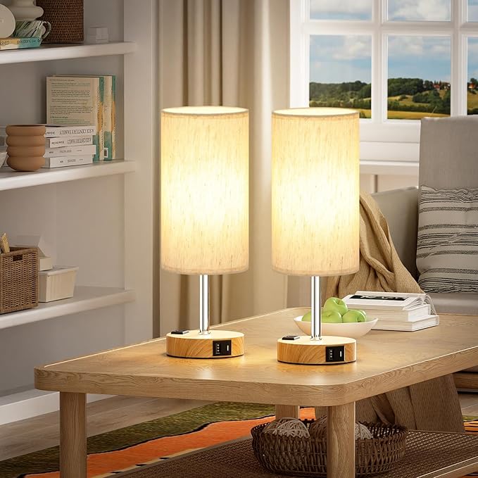 17.4Inches Tall Touch Bedside Table Lamps Set - Image 6