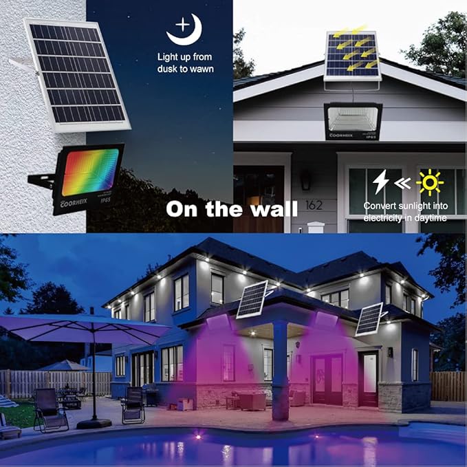 Solar Flood Light Outdoor, Color Changing Led Smart Flood Spot Light, RGBW Warm - Image 8