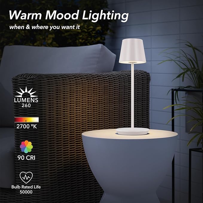 Generation Lighting Mena Accent Rechargeable Table Lamp – 14.5” Pale Pink Steel - Image 3