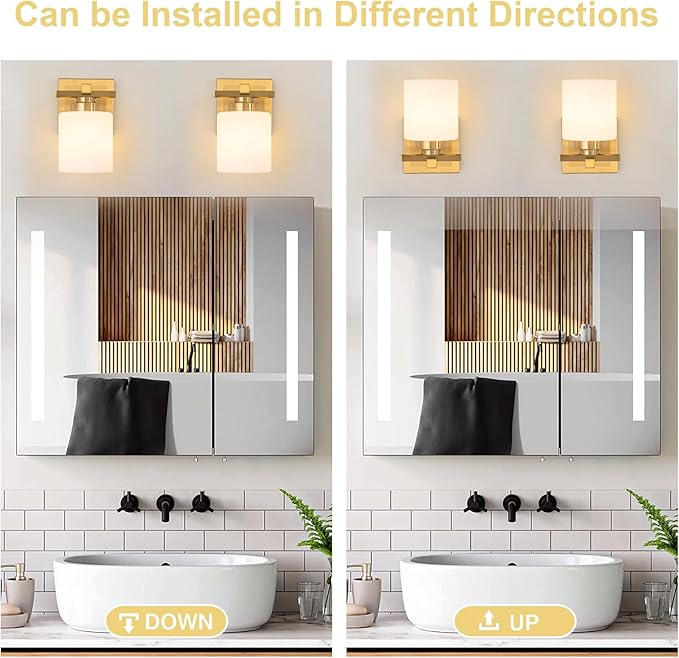 1 Light Modern Bathroom Light Fixtures Over Mirror, Brass Finish Vanity Lights - Image 4