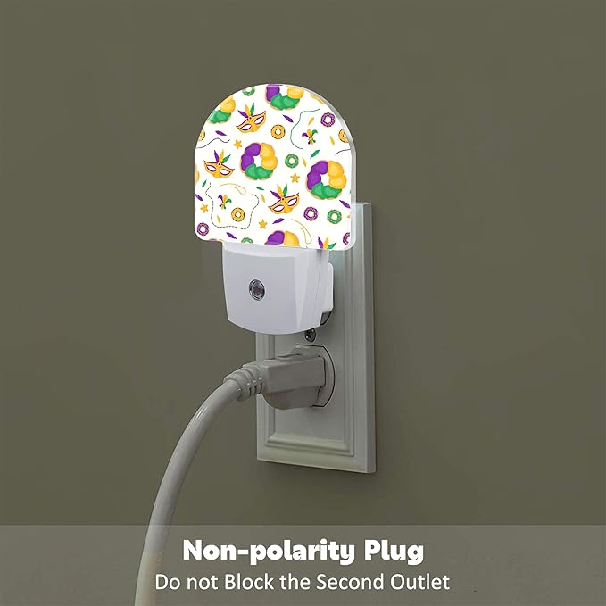 Mardi Gras Carnival Night Light Plug into Wall, Fleur de Lis Mask and Donuts - Image 4