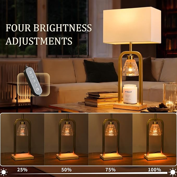 PoKat Gold Table Lamps with Candle Warmer & Timer - Image 3