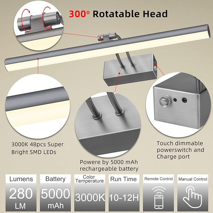 Picture Light, Picture Lights for Wall Cordless, Picture Lights - Image 6