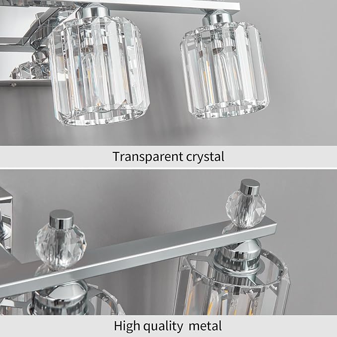 Bathroom Vanity Lights 4-Light Chrome Modern Crystal Vanity Light Fixtures Over - Image 4