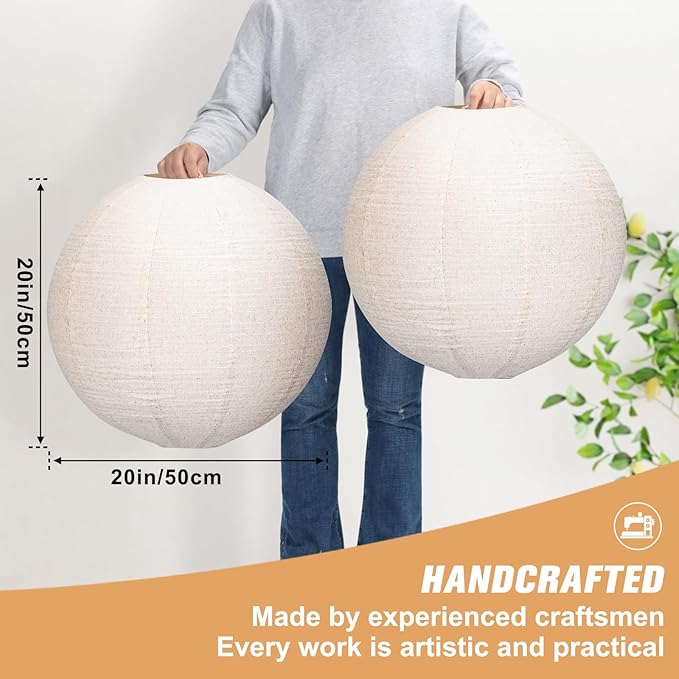 Large Hanging Lamp shade 20INCH Round Linen Pendant Lamp shade Can replace - Image 2