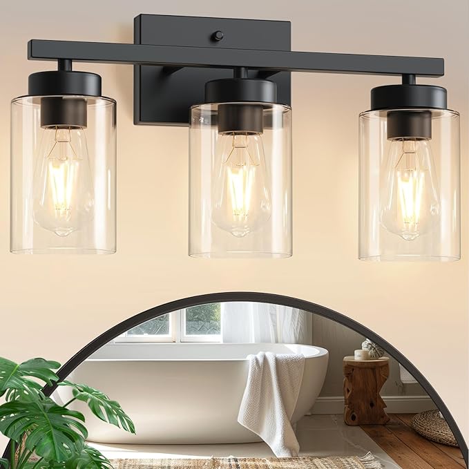 IZORRO Black Bathroom Vanity Light, 3-Light Vanity Lighting fixtures Over Mirror by IZORRO