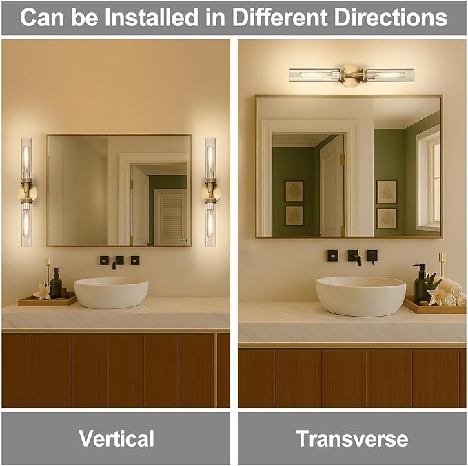 LaLuLa 2-Pack Bathroom Vanity Light Fixtures – Modern 2-Light Gold Wall Sconces - Image 8