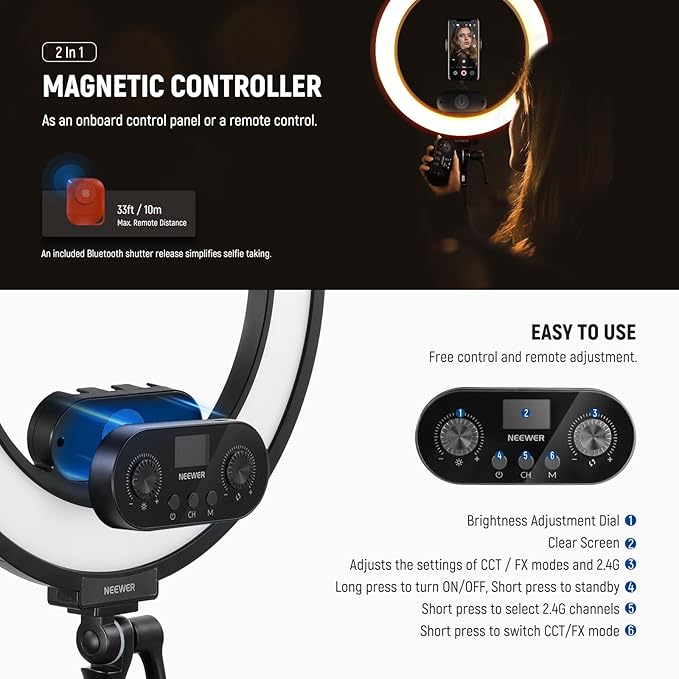 NEEWER 18 Inch Edge Lit Ring Light - Image 5