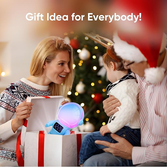 Astronaut Sunrise Alarm Clock for Kids, 22 Dimmable Nightlights, Dual Digital - Image 7