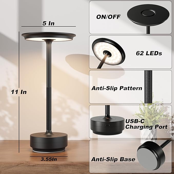2 Pack Rechargeable Table Lamps Cordless, Portable 5000mAh Outdoor Table Light - Image 7