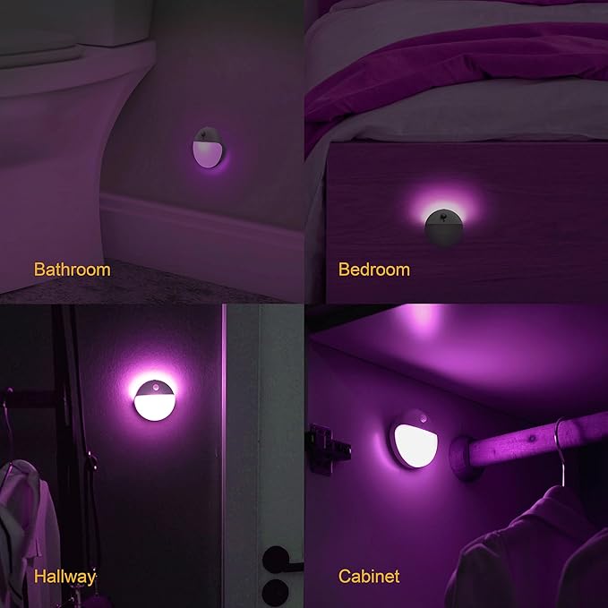 2 Pack Purple Battery Night Light, Motion Activated Night Light, 2.6" Small - Image 8