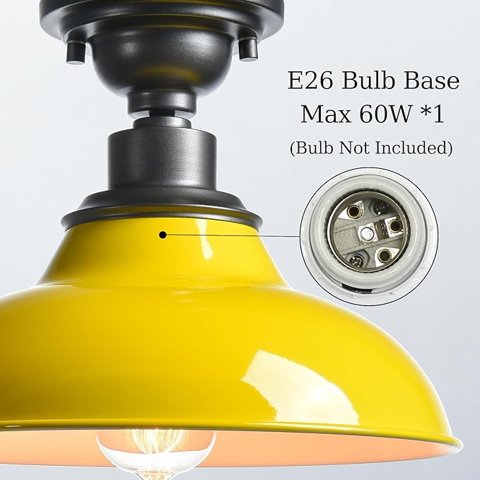 SAMTEEN Industrial Semi Flush Mount Ceiling Light 1-Light Barn Light Fixture - Image 3