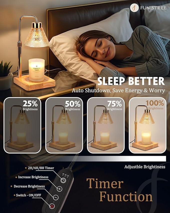 Candle Warmer Lamp with Timer Dimmable, Adjustable Height, Christmas - Image 3