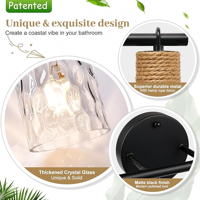 2025 Upgrade Bathroom Light Fixtures, 2-Light Coastal Vanity Lights - Image 4