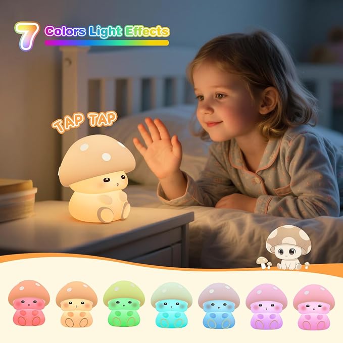 Mushroom Night Light, Touch Control - Image 2