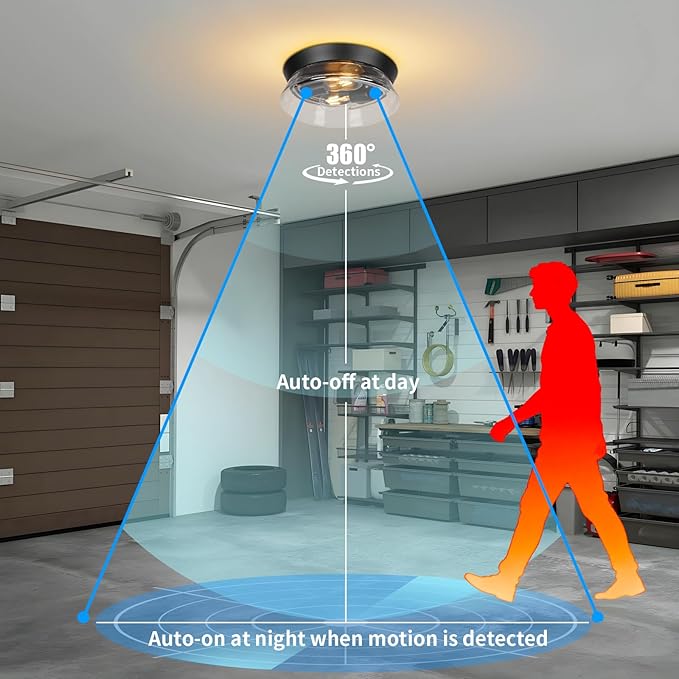 Motion Sensor Outdoor Ceiling Light, Farmhouse Waterproof Ceiling Light - Image 3
