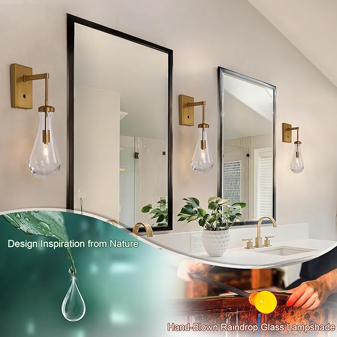 HuisMier Brass Raindrop Wall Sconces, Indoor Wall Sconces - Image 6