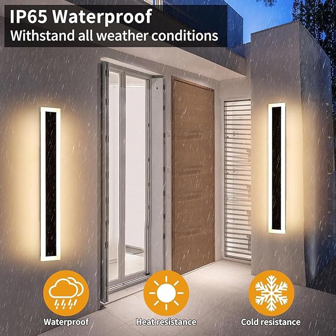 Upgrade Widened 2 Pack Modern Outdoor Wall Light Fixtures, 39.3inch Dimmable - Image 6