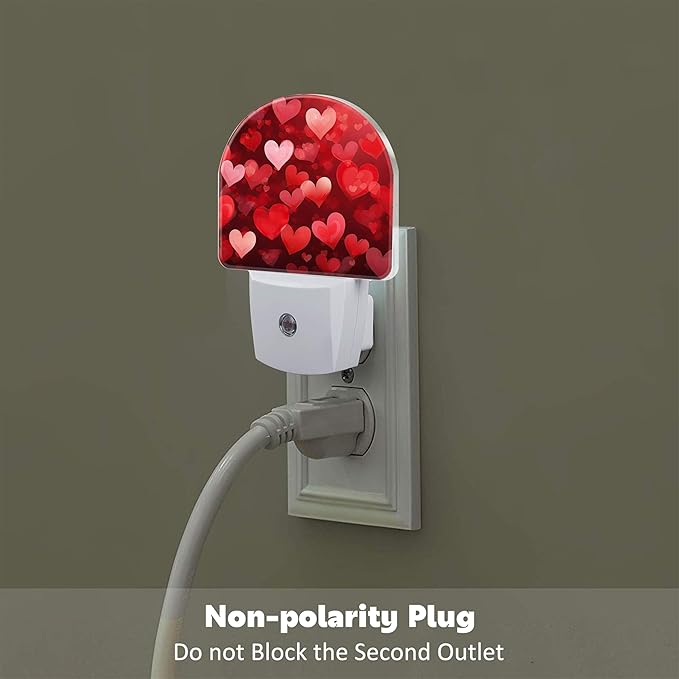 Red Love Hearts Night Light Plug into Wall, Romantic Sweet Red Heart Dusk to - Image 4
