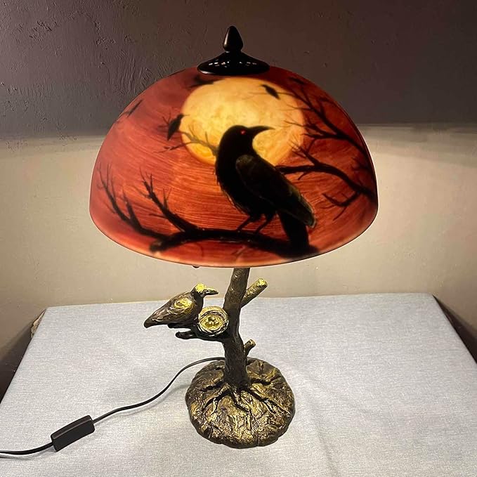 Bieye L10969 Ravens Sitting on Bare Tree Branch Against Full Moon Hand-Painted - Image 5