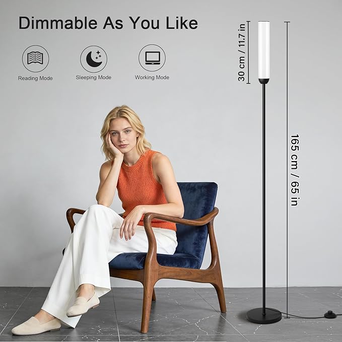 Ambimall LED Floor Lamp with Remote Control Set of 2, Tall Lamp with Foot Switch - Image 2