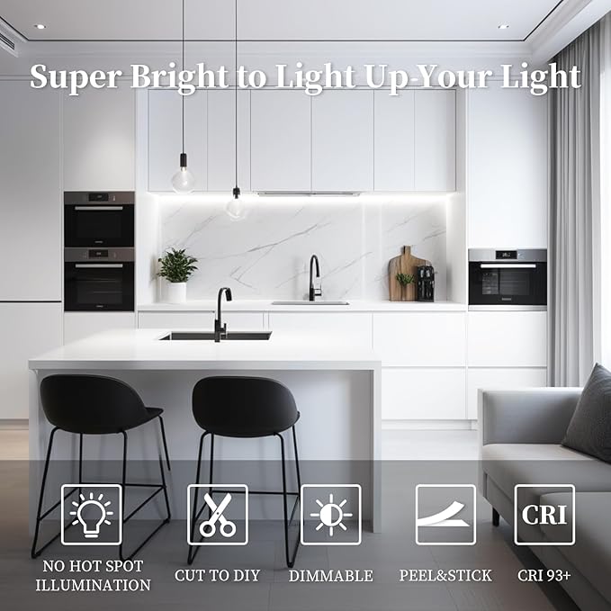 iNextStation 32.8ft/10M White COB LED Strip Light, CRI 93+ 3200 LEDs Light Strip - Image 6
