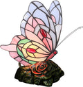 Small Tiffany Table lamp Stained Glass Butterfly Desk Lamp 7X5X9.8 Inch Accent by ZJART