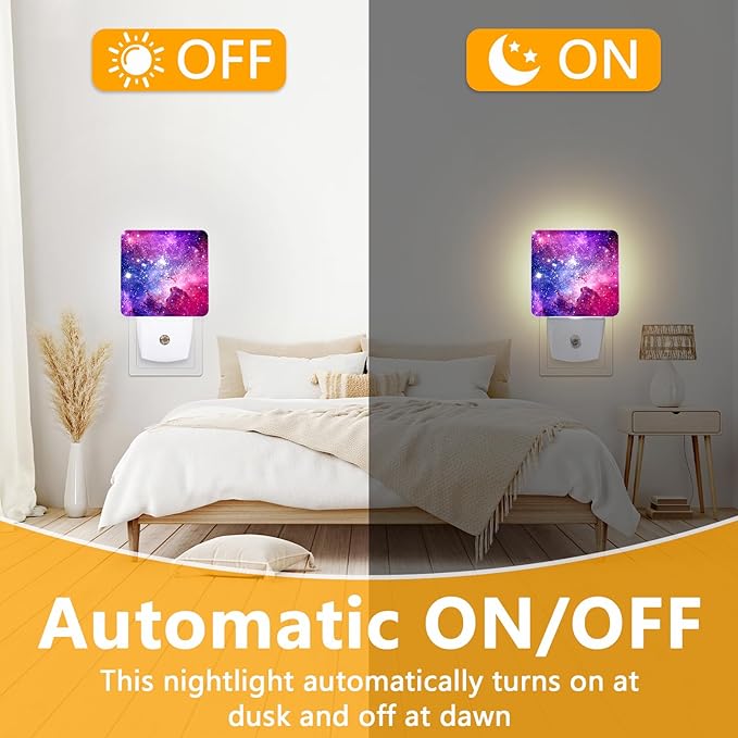 Purple Galaxy Space Night Light, Plug-into Nightlight White LED Lamp, Energy - Image 6