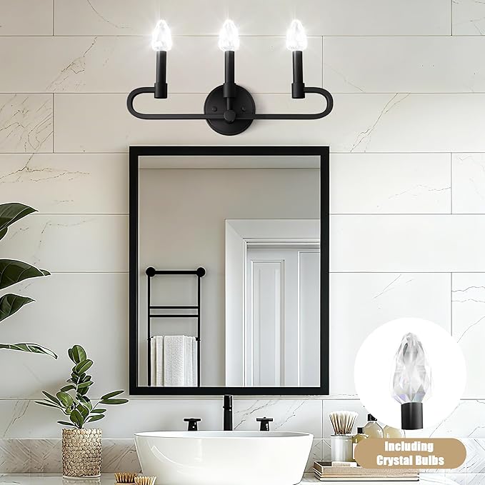 Bathroom Vanity Light, 3 Light Matte Black Vanity Lights - Image 2