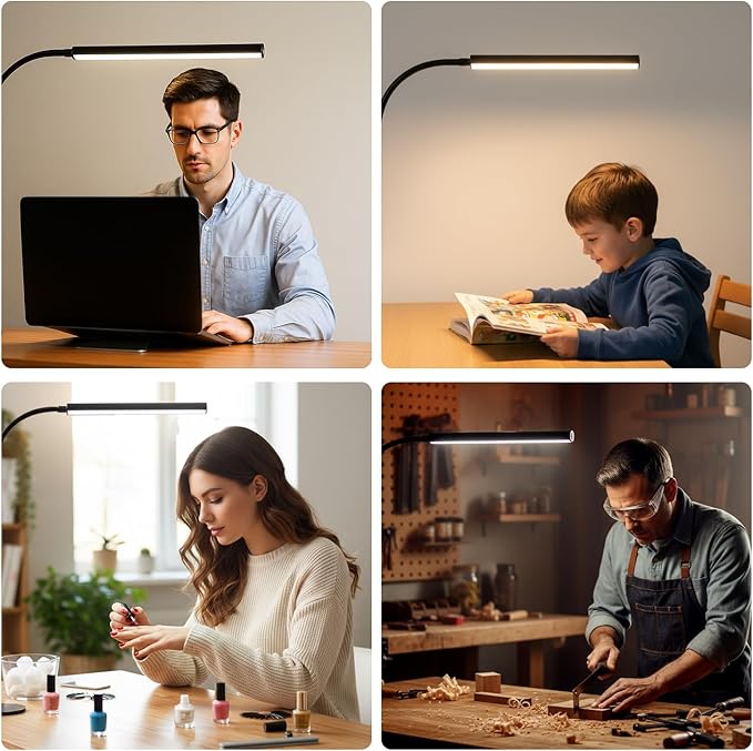 Small LED Desk Lamp with Clamp, Eye-Caring Clip on Lamp - Image 6