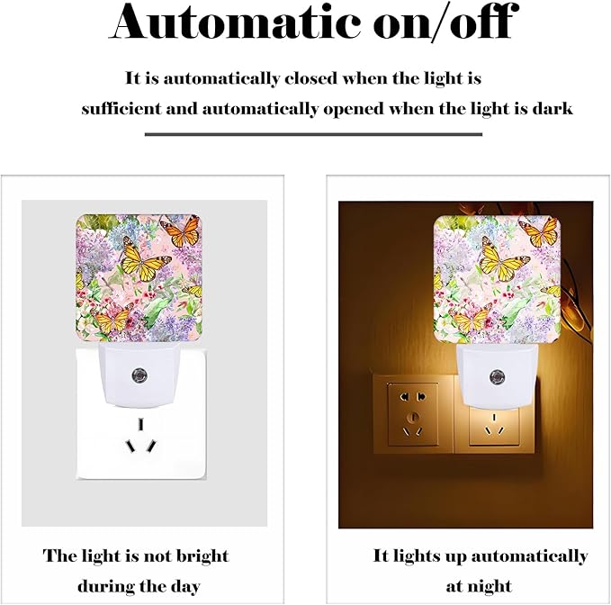 Spring Flowers and Butterflies Night Light, Plug Into Wall Decor - Image 3