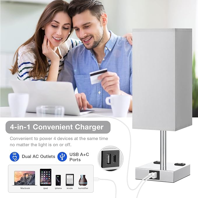 【Upgraded】Bedside Table Lamp Touch Control, - Image 3