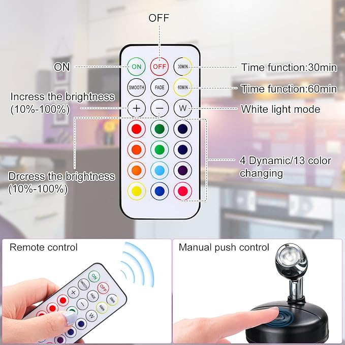 Tuanse 12 Pcs Battery Operated Spotlights Indoor LED Spot Display Lights - Image 4