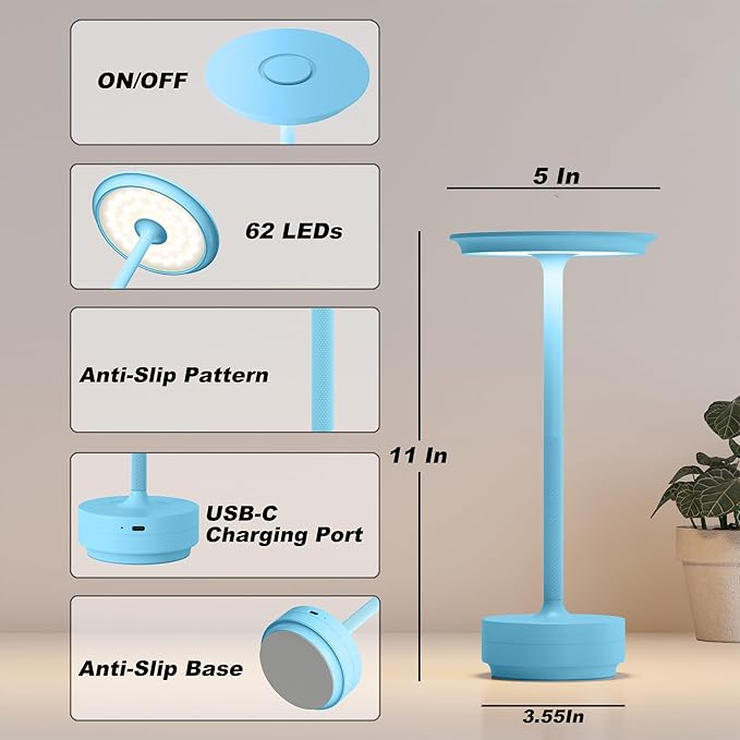 2 Pack Rechargeable Cordless Table Lamps, Portable 5000mAh Outdoor Table Light - Image 7