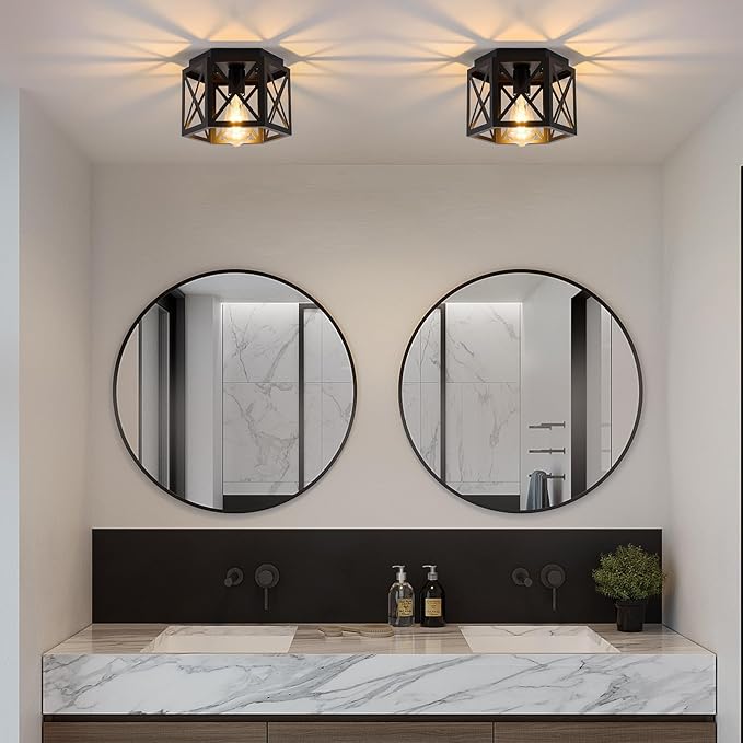 2 Pack Flush Mount Ceiling Light, 1-Light Black Light Fixtures Ceiling Mount - Image 8