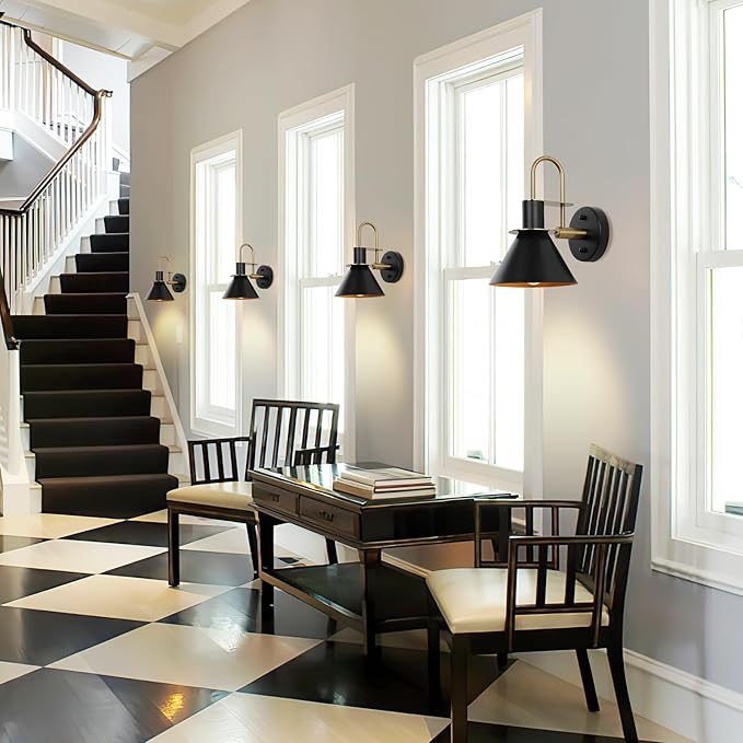 WILON Gold and Black Wall Sconces Set of Two, Modern Farmhouse Wall Light - Image 7
