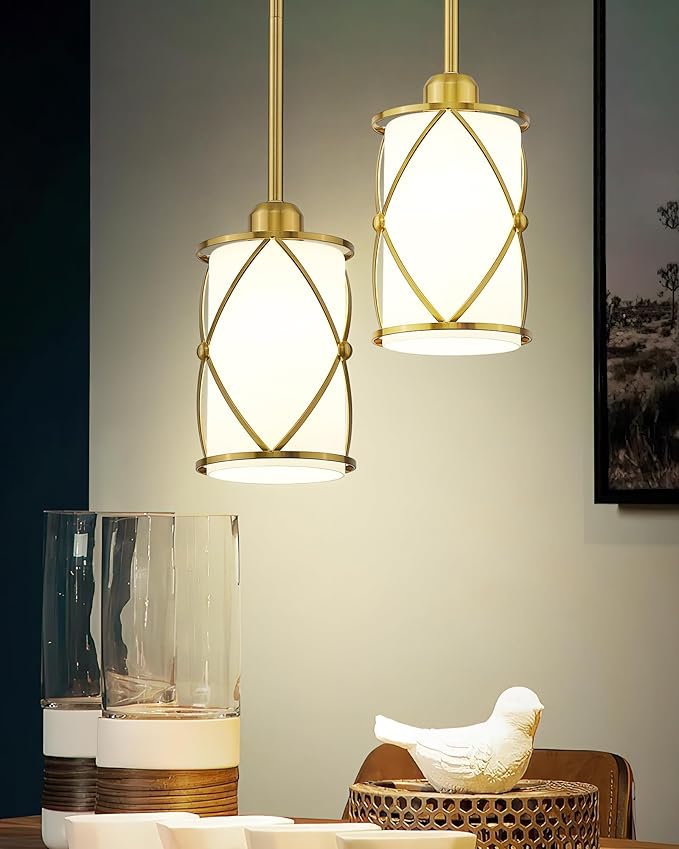 Brushed Gold Pendant Lights Kitchen Island, Modern 2 Pack Pendant Light - Image 9