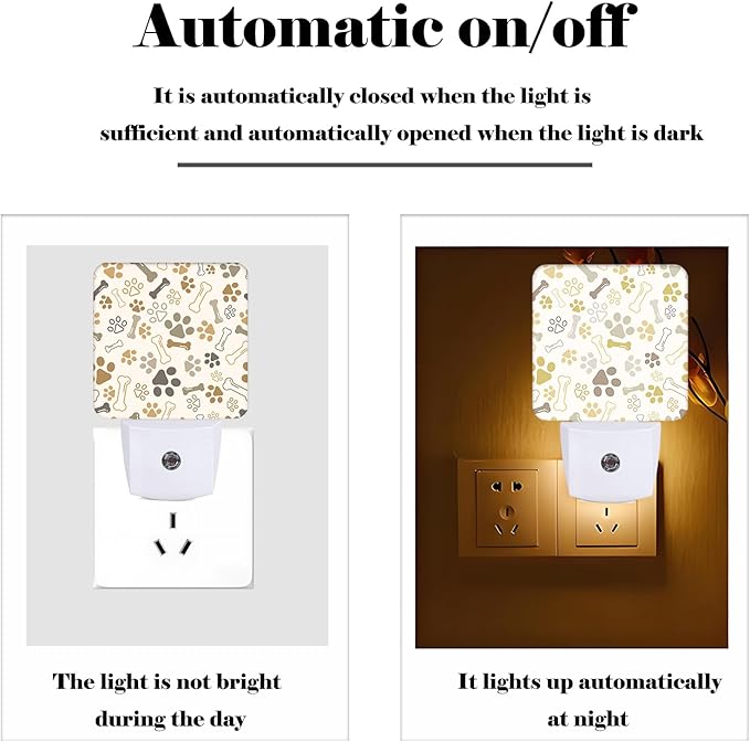 Dog Paw Night Light, Plug-in Nightlights Auto Sensor Night Lamp Dusk to Dawn - Image 3