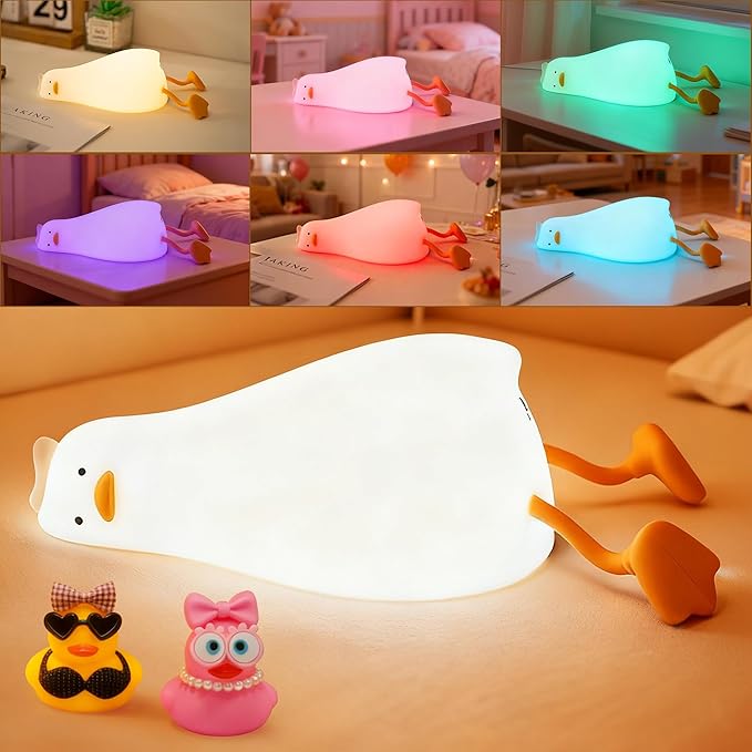 Cute Duck Night Light with Color Changing, APP/Tap Fun Lying Flat Duck Lamp by FAMIDUO-BrightenYourLife