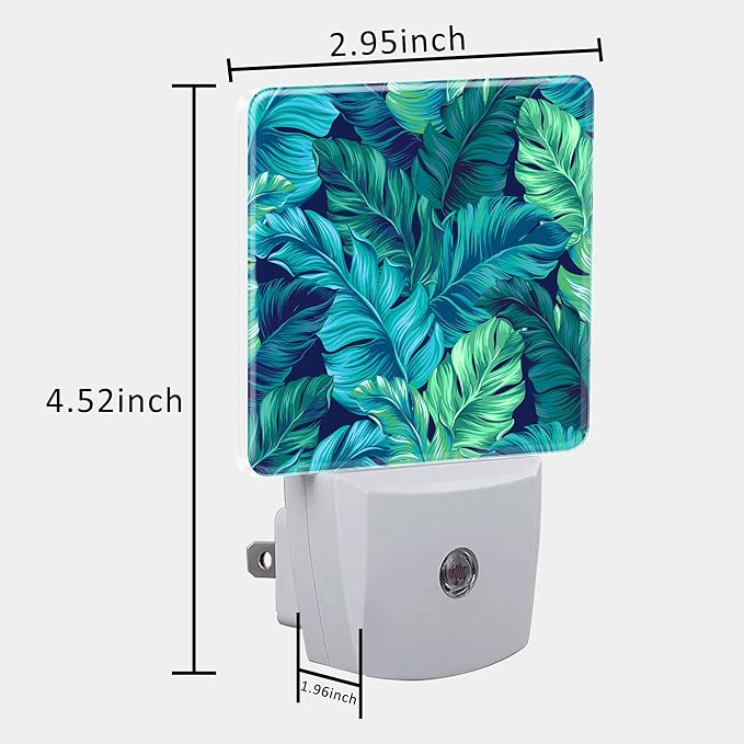 Night Light Plug into Wall Turquoise and Green Tropical Leaves Night Light - Image 5