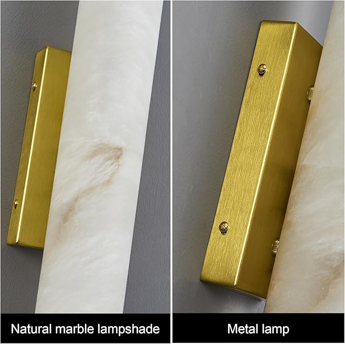 LMQNINE Natural Alabaster Wall Sconces Spanish Marble Wall Light Cylinder - Image 9