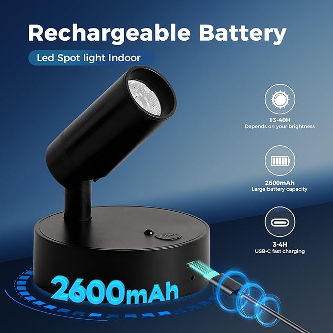 JOOSENLUX Spot Lights Indoor 3-Pack Wireless Rechargeable LED Rechargeable - Image 5