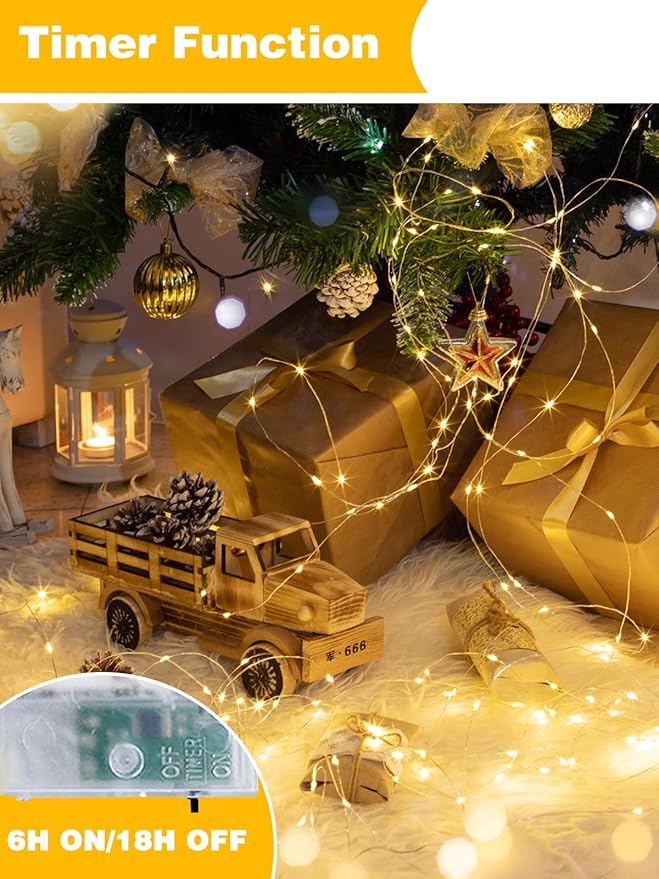 2 Pack 60 LED Christmas Fairy Lights Battery Operated - Image 3